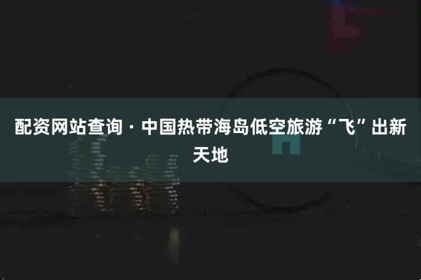 配资网站查询 · 中国热带海岛低空旅游“飞”出新天地