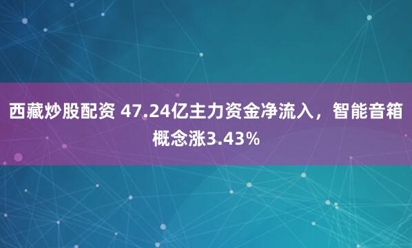 西藏炒股配资 47.24亿主力资金净流入，智能音箱概念涨3.43%